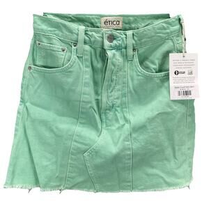 NWT Etica Bobbi Cutoff Mini Skirt Dusty Aqua Women's Size 25 Sold Out